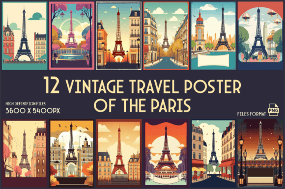 Download Vintage Posters of Eiffel Tower Paris - Premium Bundle