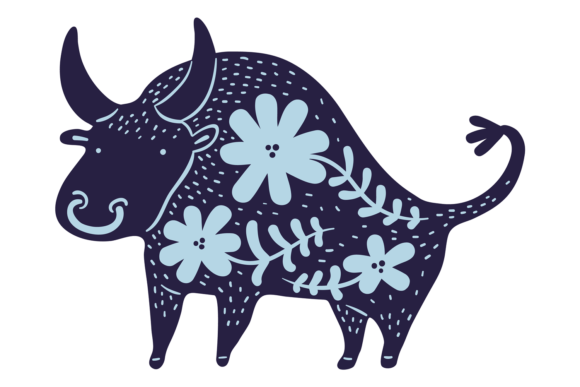 Download Floral Patterned Bull Decorative Silhoue - Floral Collection