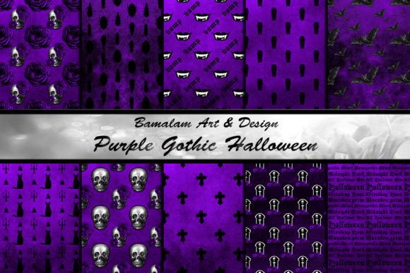 Download Purple Gothic Halloween Digital Papers - Halloween Collection