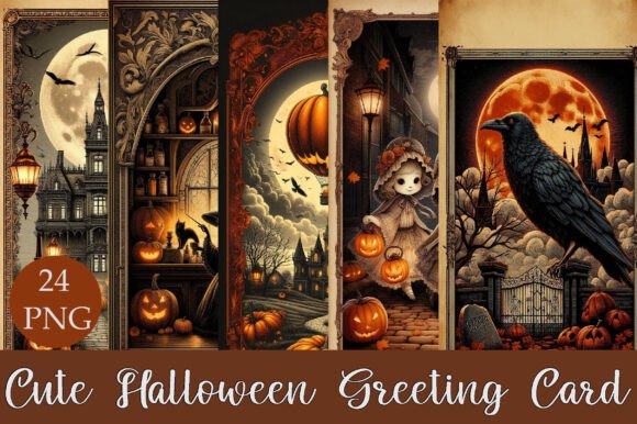 Download Victorian Halloween Greeting Card Bundle - Halloween Collection