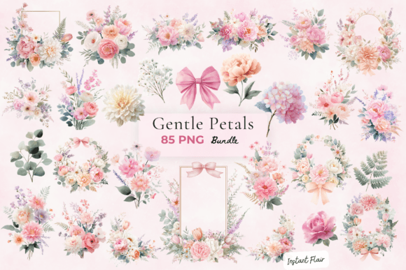 Download Gentle Petals Floral Clipart Bundle - Floral Collection
