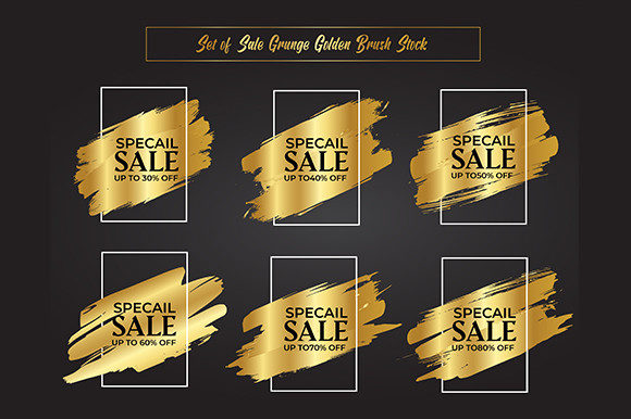 Download Sale Grunge Watercolor Golden Brush Set - Brush Collection