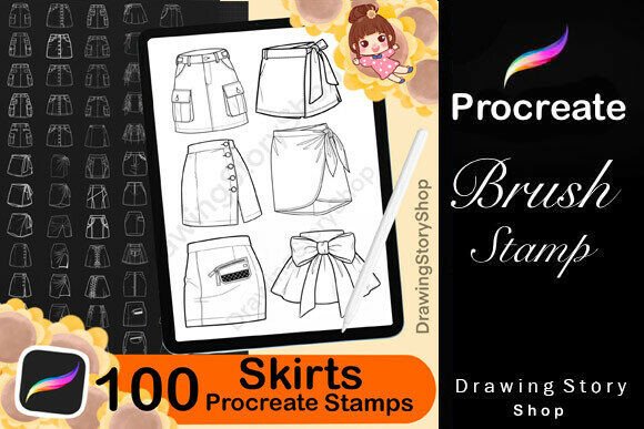 Download 100 Procreate Skirt Stamps Brushes - Brush Collection
