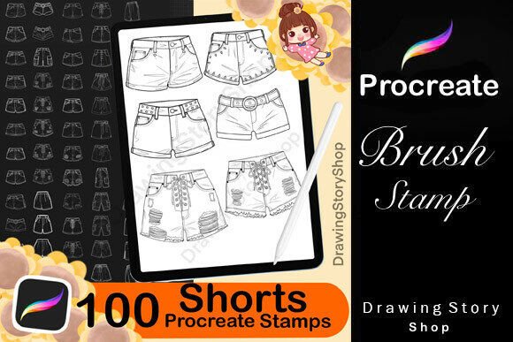 Download 100 Procreate Shorts Stamps Brushes - Brush Collection