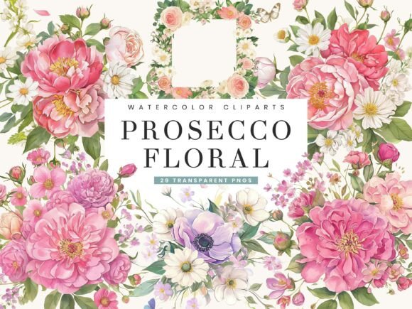 Download Petals &amp; Prosecco Floral Clipart Bundle - Floral Collection