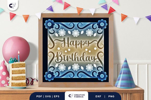 Download Floral Birthday Box 3D Shadow Box SVG - Floral Collection