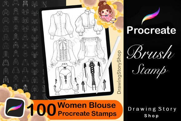 Download 100 Procreate Blouses Stamp Brushes - Brush Collection