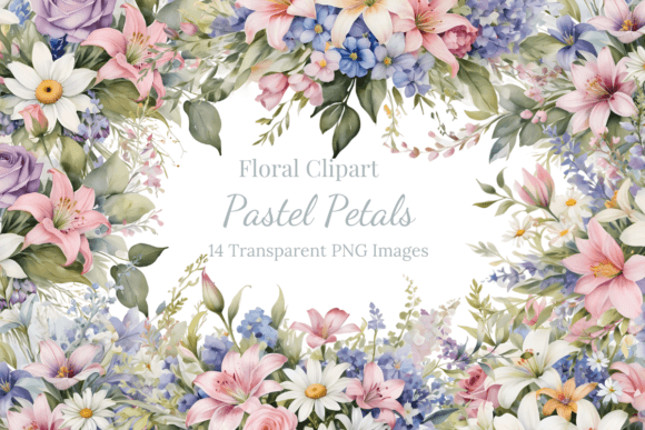 Download Pastel Petals Floral Sublimation Clipart - Floral Collection