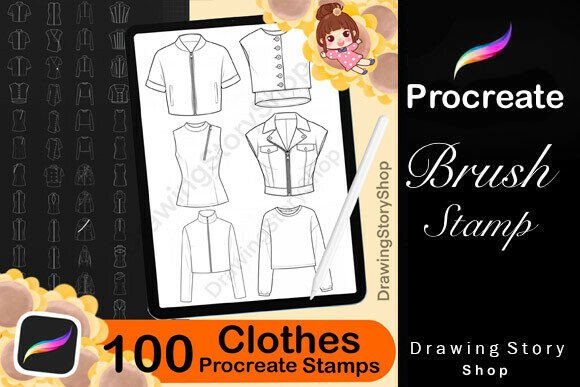 Download 100 Procreate Clothing Stamps Brushes - Brush Collection