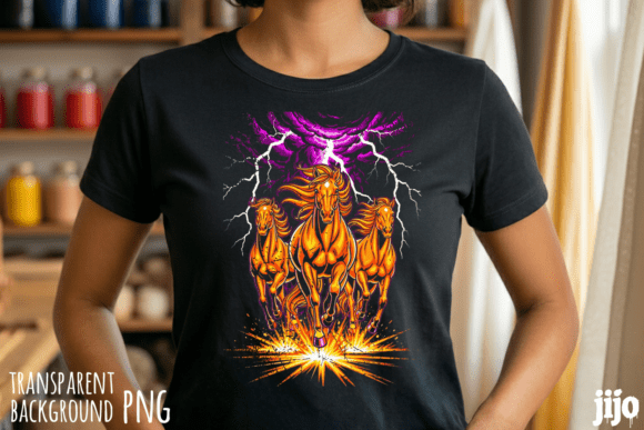 Download Horses Lightning Storm Powerful PNG - Powerful Collection