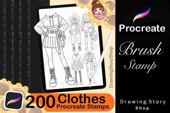 Download 200 Clothing Stamp Brushes for Procreate - Brush Collection