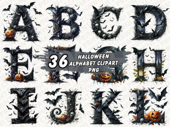 Download Halloween Alphabet Clipart Sublimation - Halloween Collection